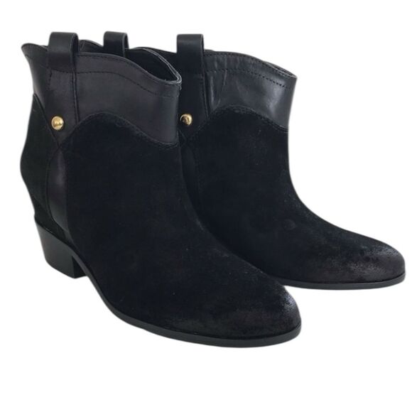 Ivanka Trump Black Leather & Suede Ankle Booties - Picture 13 of 16